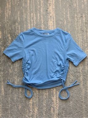 Zara Light Blue Short Sleeve Tee with Side Drawstrings